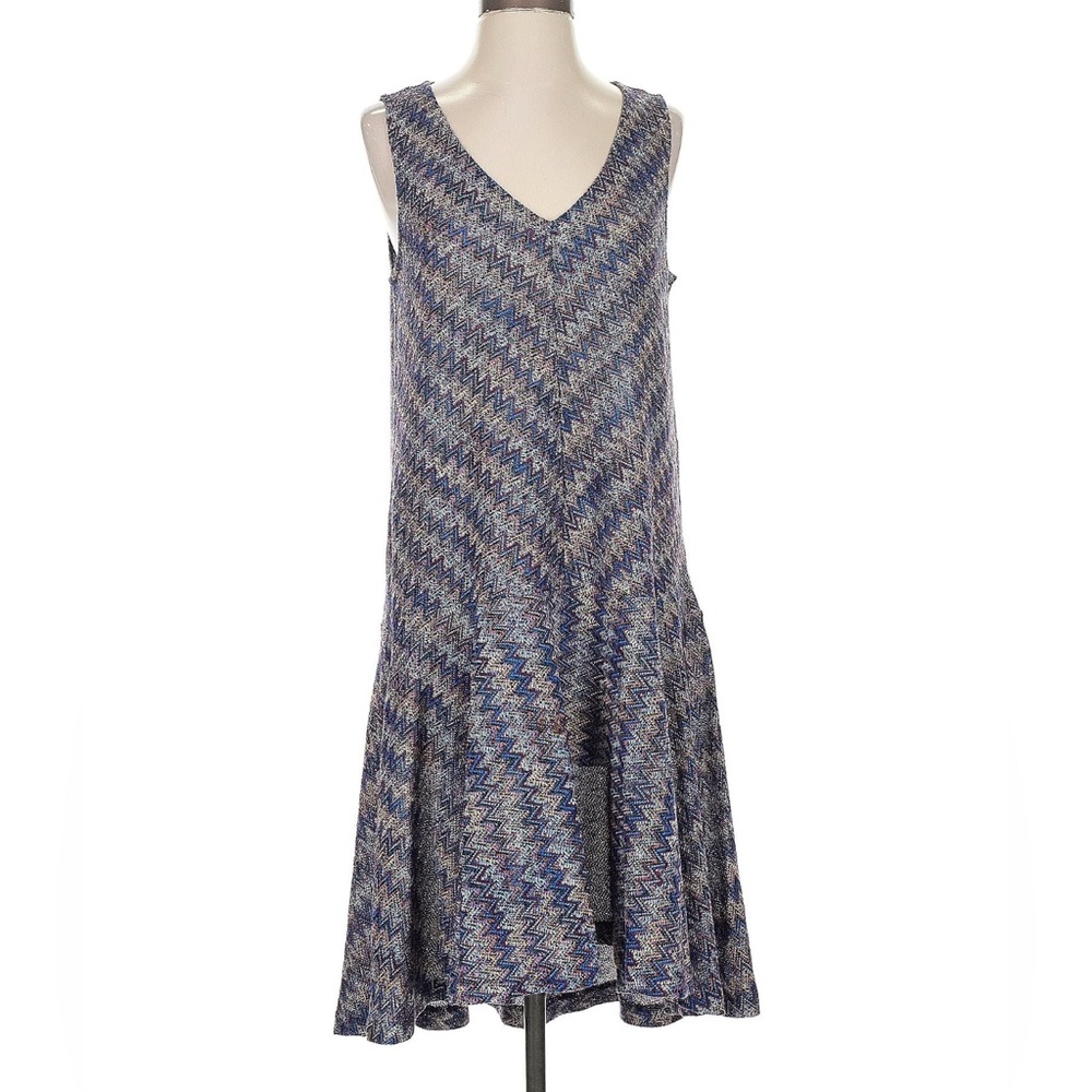 Anthropologie Maeve Purple Chevron Print Midi Dress Size M Flowy Bohemian